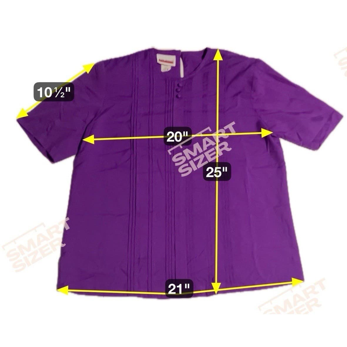 Judy Bond Purple Pintuck Short Sleeve Blouse, Woman's Size 10, Round Neck, USA - Thumbnail 2