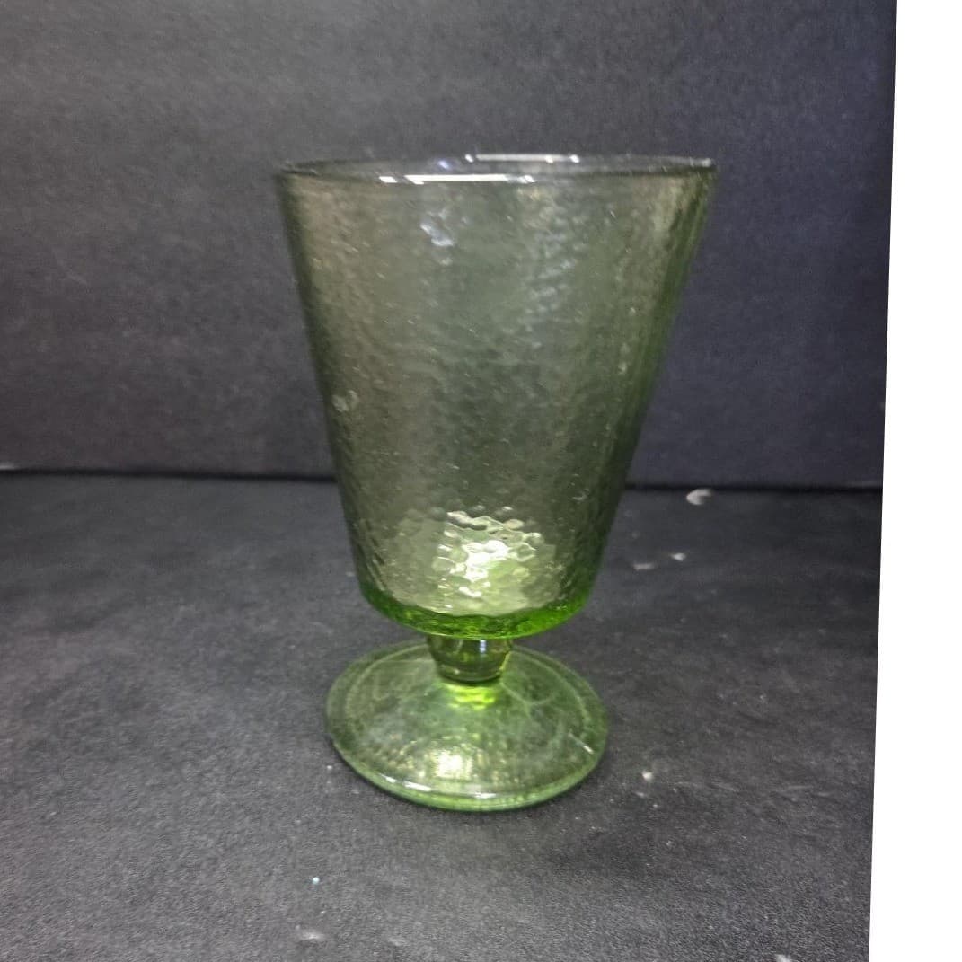 Hazel Atlas Pebblestone Dessert Cup, Avocado Green Sherbet Glass, Vtg Glassware - Thumbnail 3