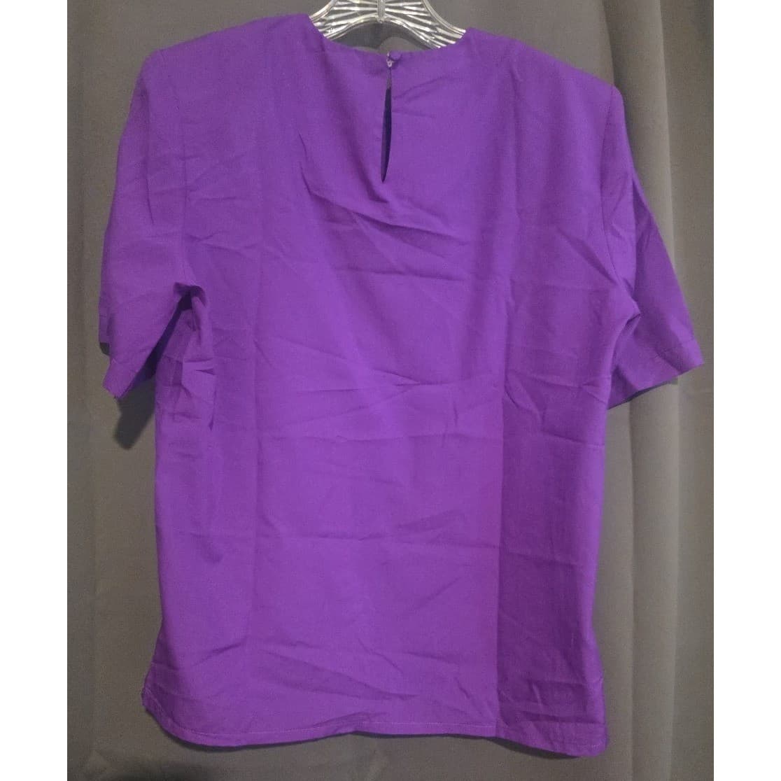 Judy Bond Purple Pintuck Short Sleeve Blouse, Woman's Size 10, Round Neck, USA - Thumbnail 4
