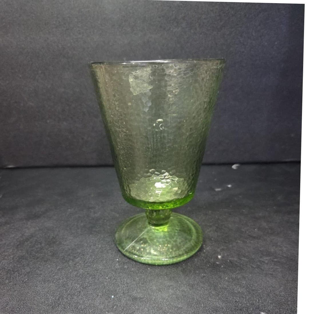 Hazel Atlas Pebblestone Dessert Cup, Avocado Green Sherbet Glass, Vtg Glassware - Thumbnail 4