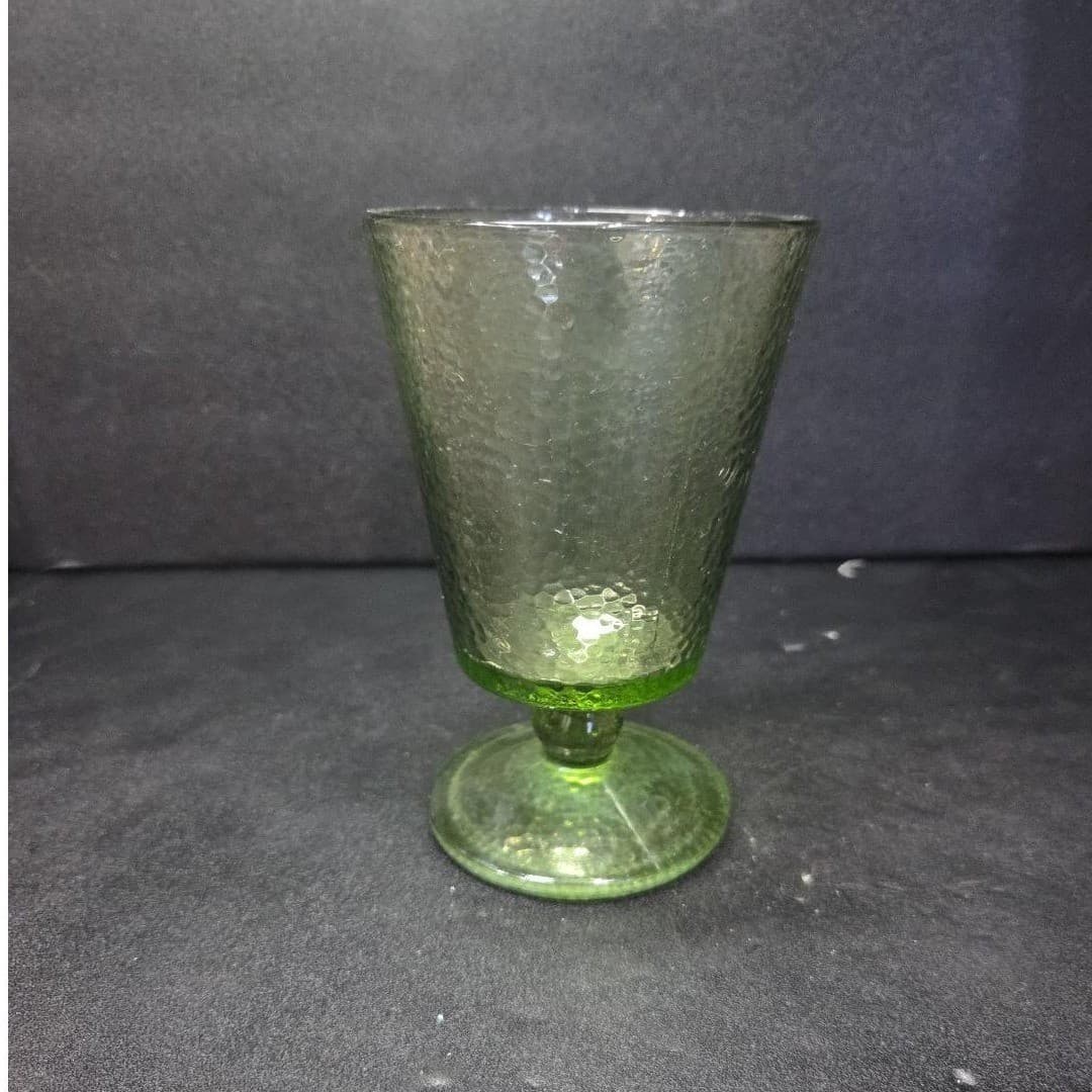 Hazel Atlas Pebblestone Dessert Cup, Avocado Green Sherbet Glass, Vtg Glassware - Thumbnail 5