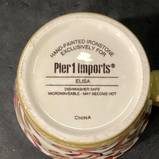 Pier 1 Imports Elisa Coffee Cups, Set of 2, Vintage Ironstone Mugs, Drinkware - Thumbnail 6