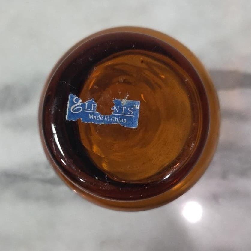 Elements Amber Votive Candle Holder, Hand Blown Glass Vase, Vintage Tealight Cup - Thumbnail 8