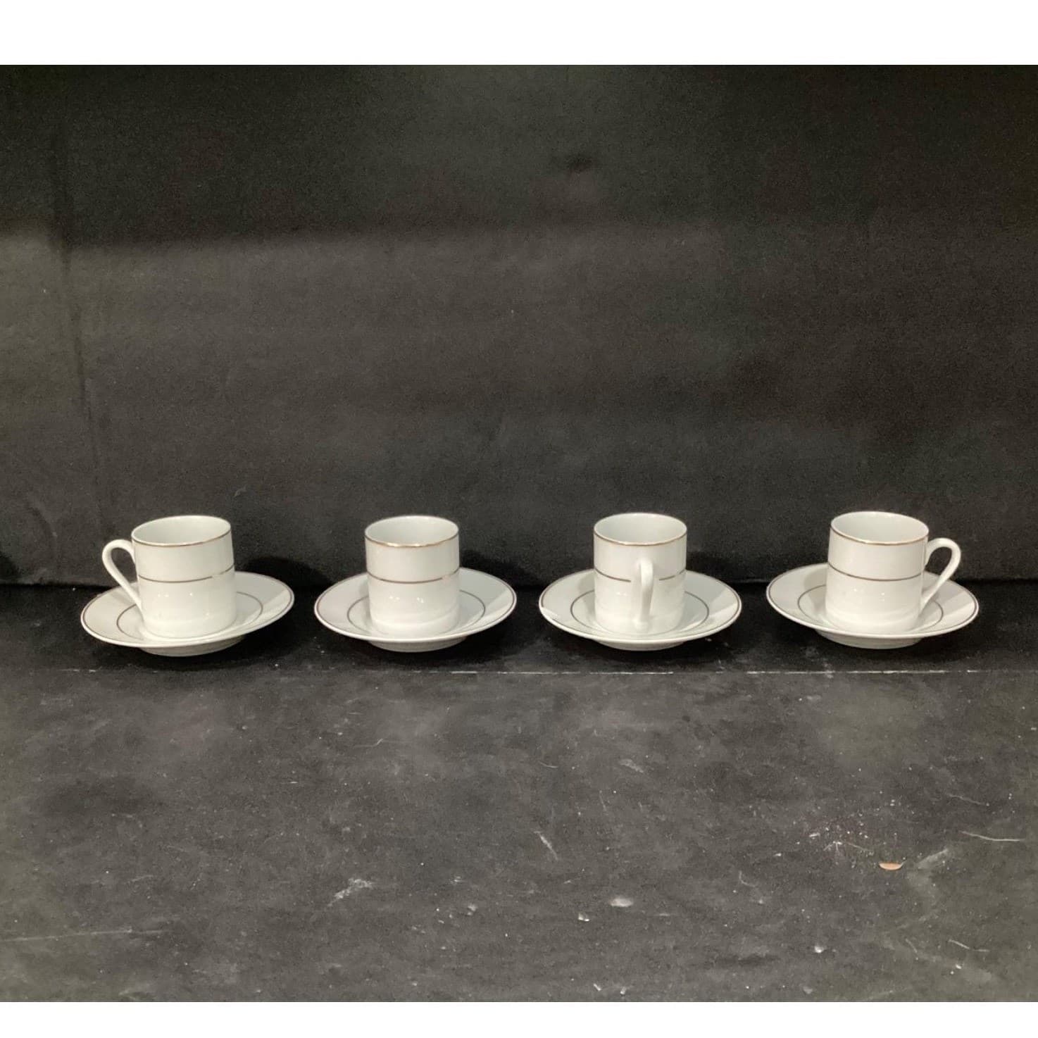 I. Godinger & Co. White Demitasse Cups w Saucers, Gold Trim Dinnerware Tableware - Thumbnail 6