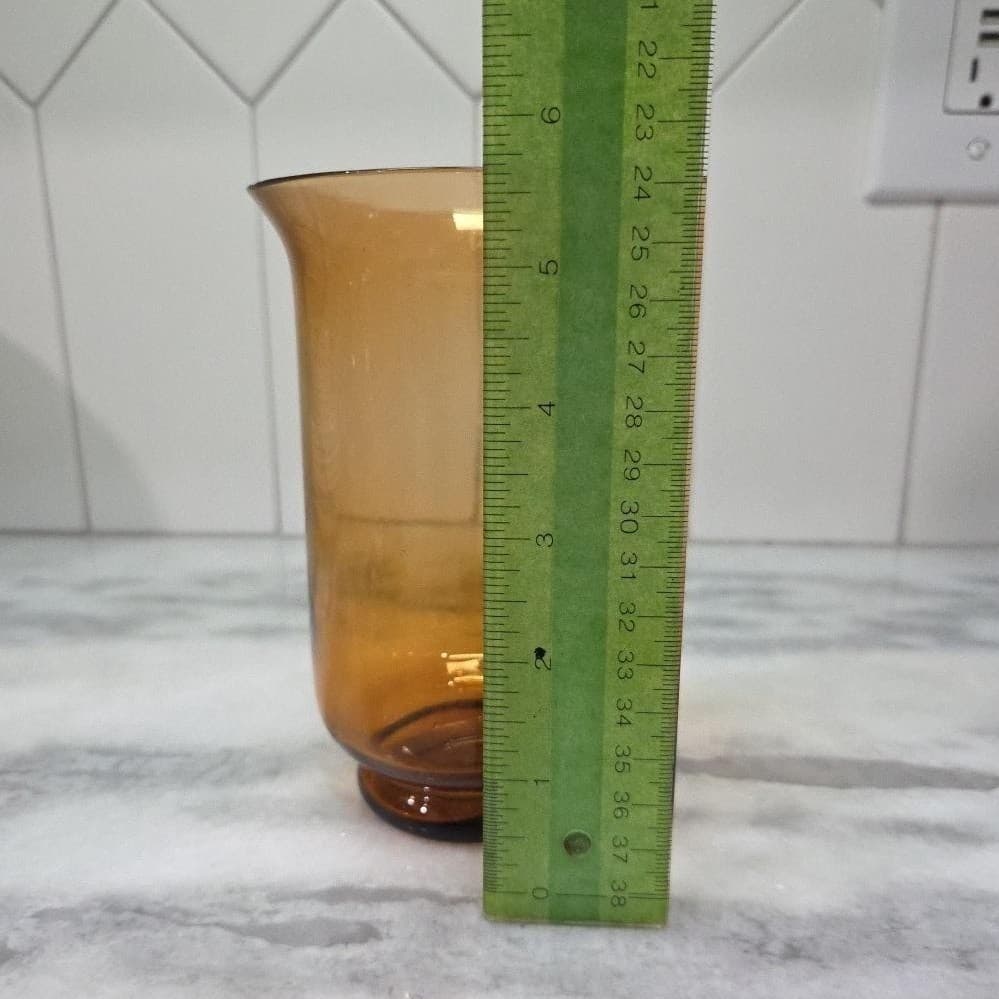 Elements Amber Votive Candle Holder, Hand Blown Glass Vase, Vintage Tealight Cup - Thumbnail 9