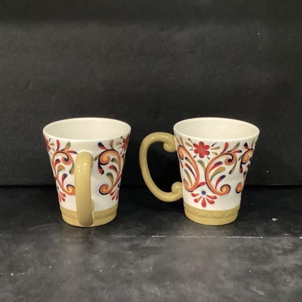 Pier 1 Imports Elisa Coffee Cups, Set of 2, Vintage Ironstone Mugs, Drinkware - Thumbnail 11