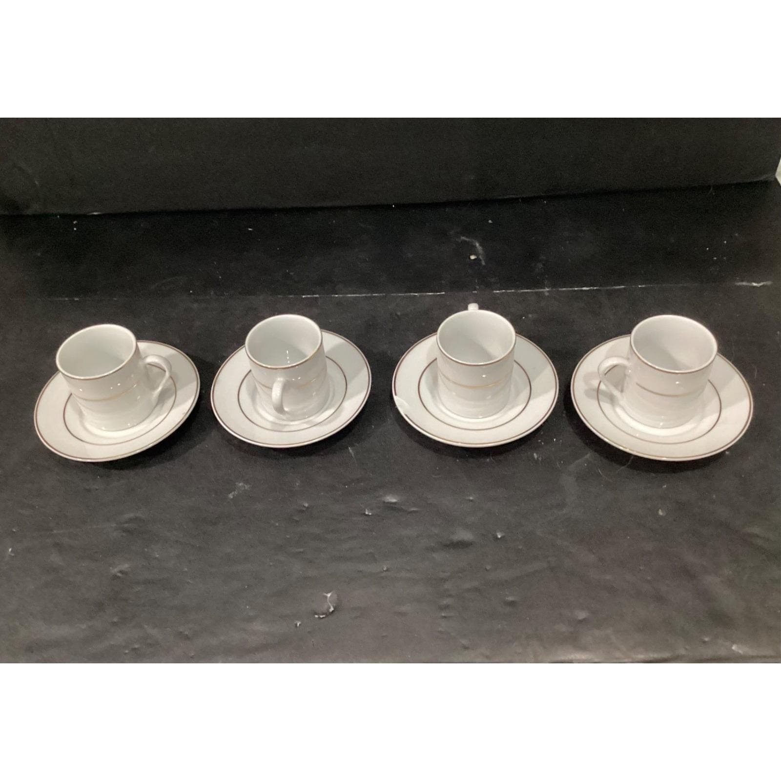 I. Godinger & Co. White Demitasse Cups w Saucers, Gold Trim Dinnerware Tableware - Thumbnail 9