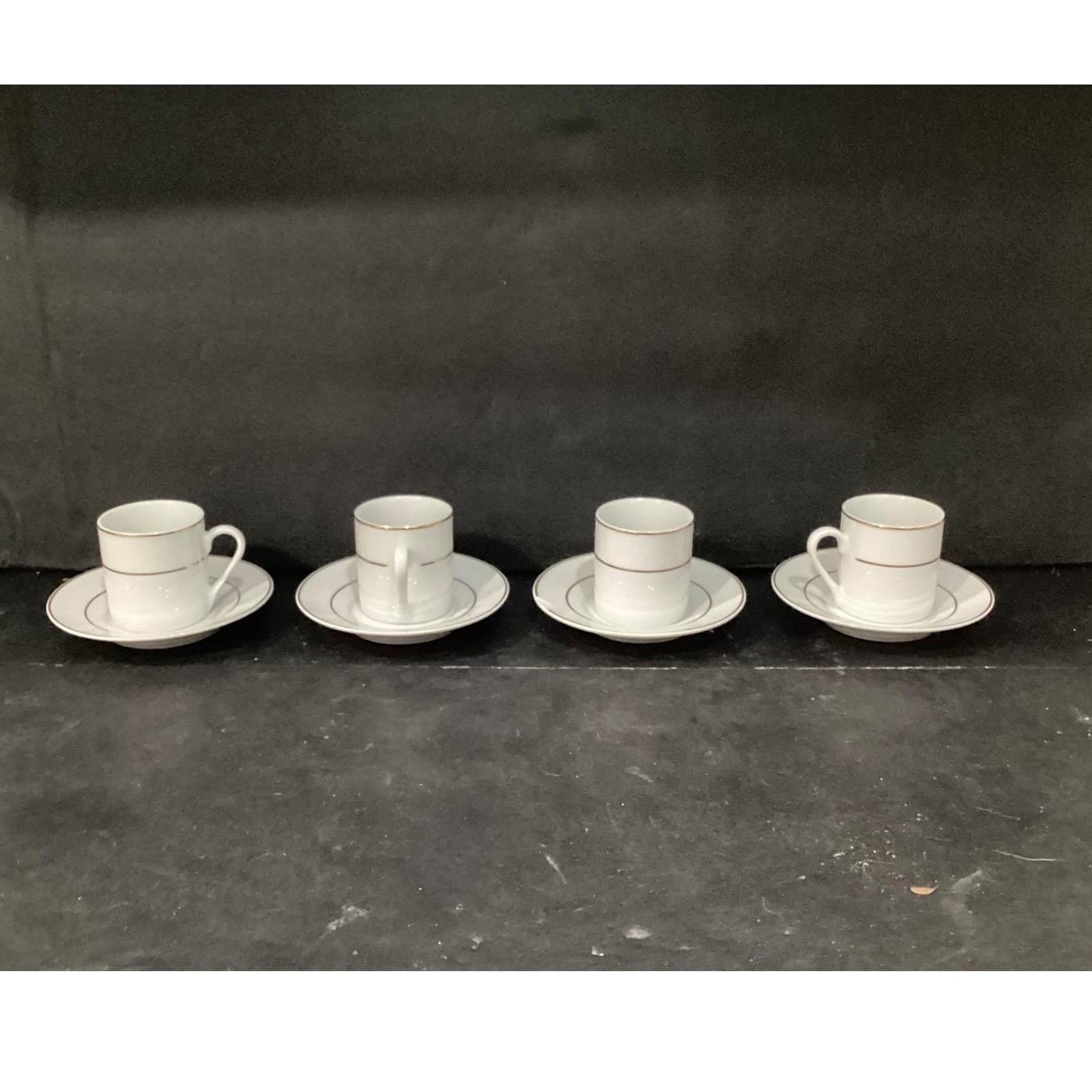 I. Godinger & Co. White Demitasse Cups w Saucers, Gold Trim Dinnerware Tableware - Thumbnail 8