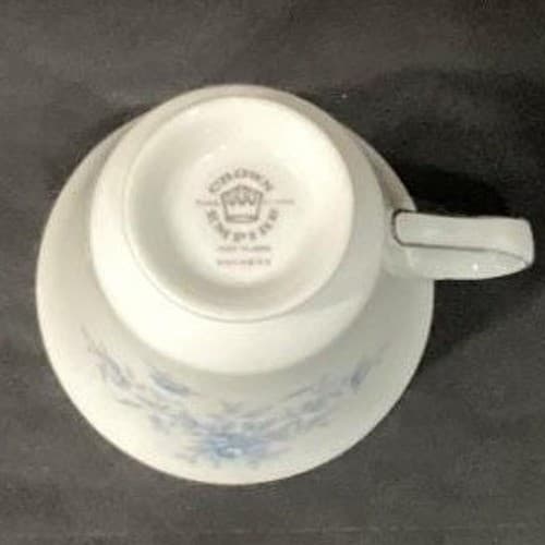 Duchess by Crown Empire Blue Flowers Teacups, Set of 4, Vintage Japan Bone China - Thumbnail 5