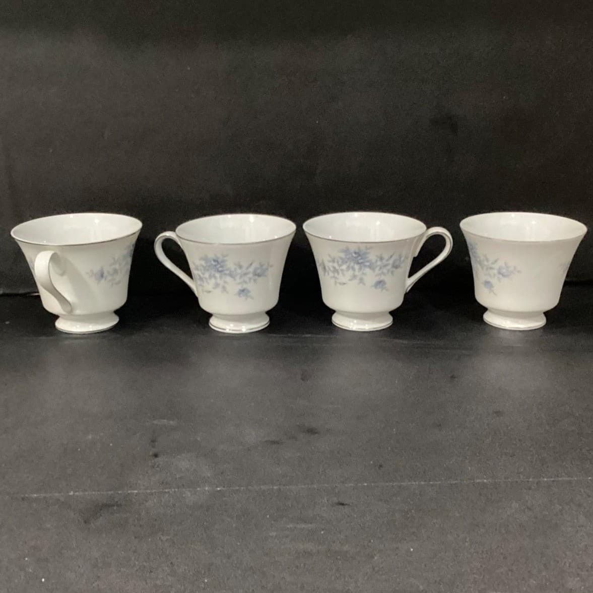 Duchess by Crown Empire Blue Flowers Teacups, Set of 4, Vintage Japan Bone China - Thumbnail 9