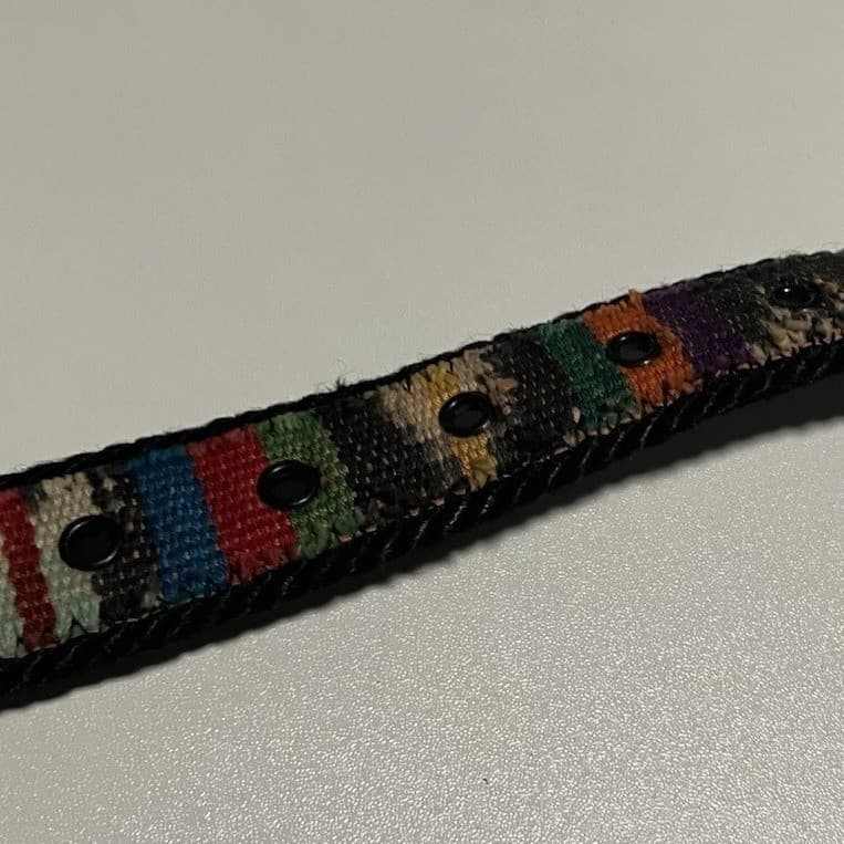 Absolutely Fresh Prestige Leather Woven Multi-Color Cabochon Studded Belt S/M - Thumbnail 8