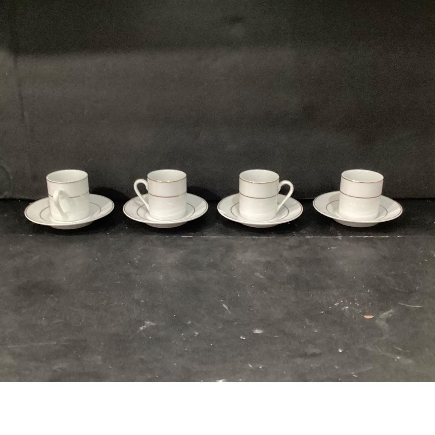 I. Godinger & Co. White Demitasse Cups w Saucers, Gold Trim Dinnerware Tableware - Thumbnail 7