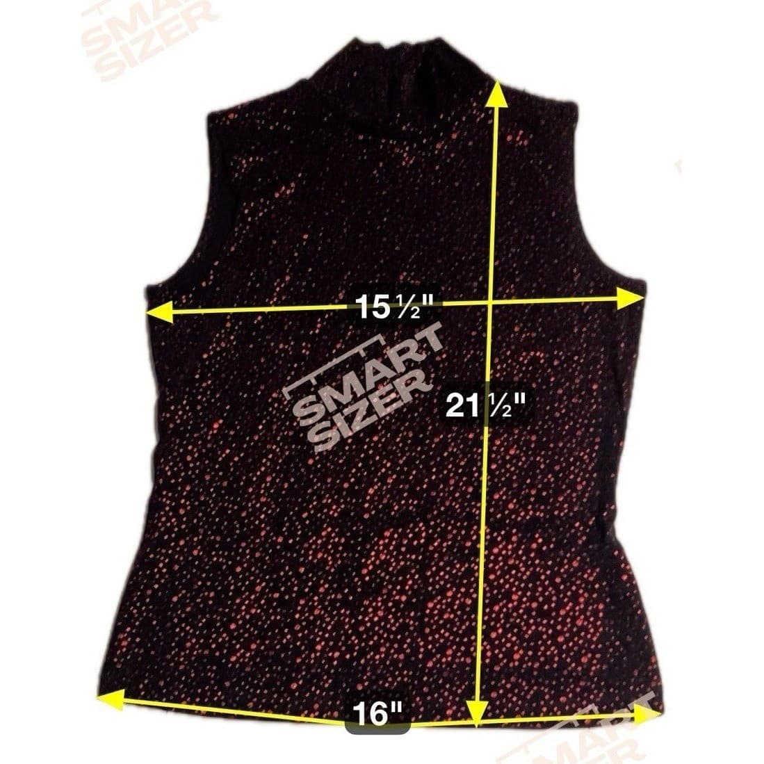 Tape Measure Mock Neck Sleeveless Glitter Black Red Top. Woman's Small - Thumbnail 2