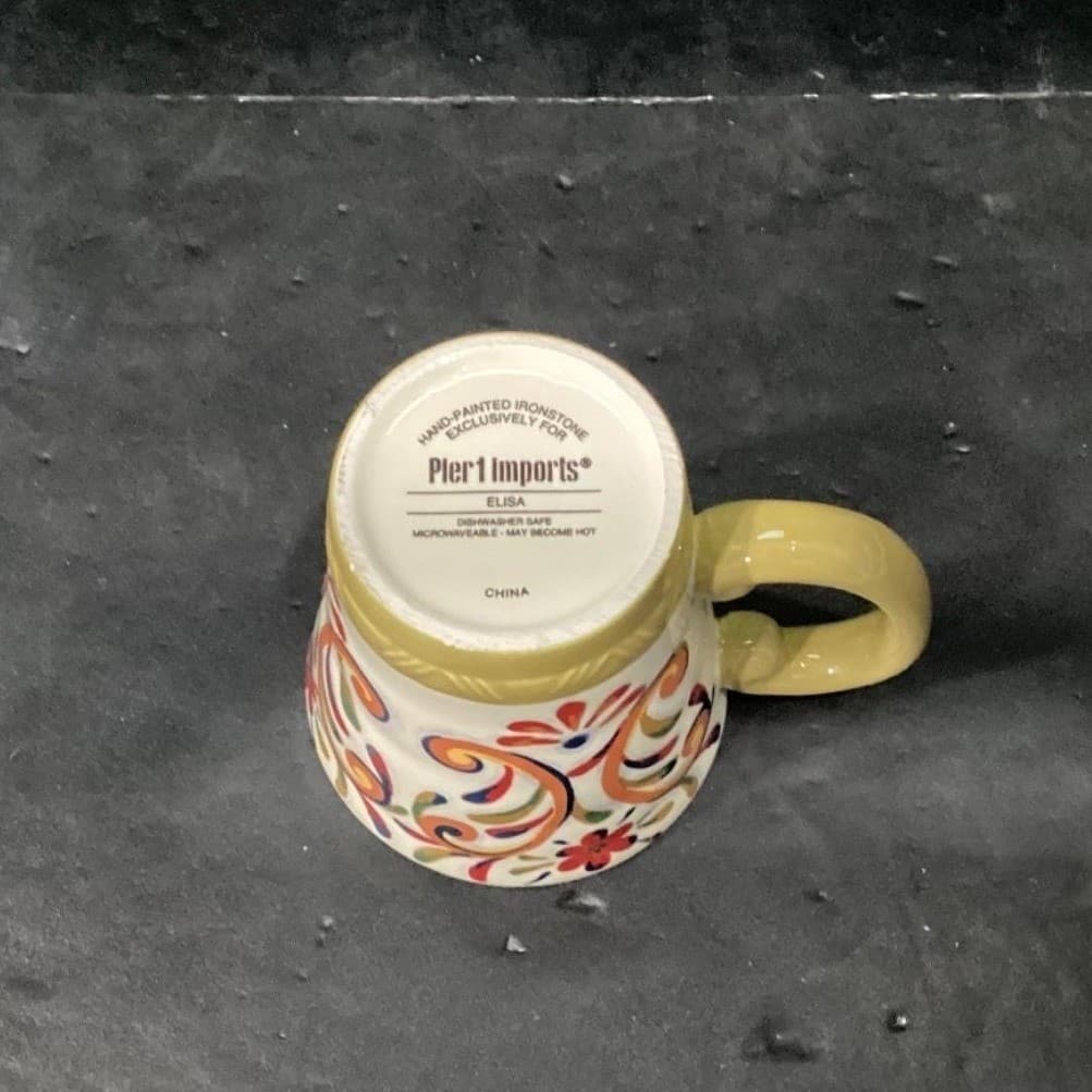 Pier 1 Imports Elisa Coffee Cups, Set of 2, Vintage Ironstone Mugs, Drinkware - Thumbnail 5