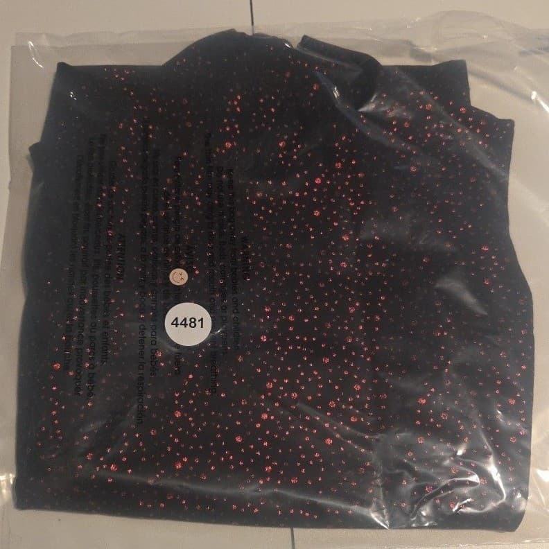 Tape Measure Mock Neck Sleeveless Glitter Black Red Top. Woman's Small - Thumbnail 7