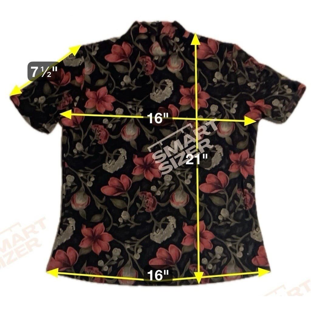 Dressbarn Mock Neck Floral Black Terracotta Blouse, Woman's Small, Short Sleeve - Thumbnail 2