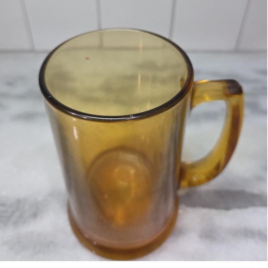 Mid-Century Modern Yellow Stein, Vintage Amber Beer Mug, Heavy Barware Drinkware - Thumbnail 6