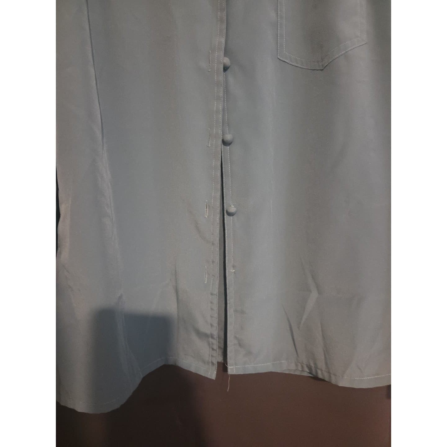 Au Courant Vintage Blue Gray Button Down Blouse, Woman's Size 9, Notched Collar - Thumbnail 7