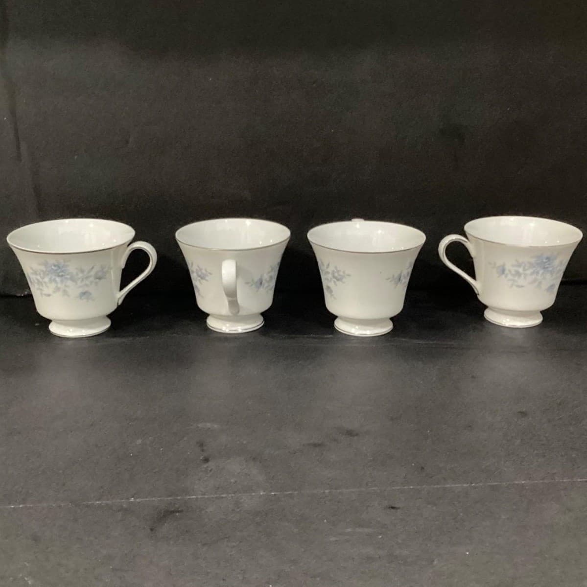 Duchess by Crown Empire Blue Flowers Teacups, Set of 4, Vintage Japan Bone China - Thumbnail 10