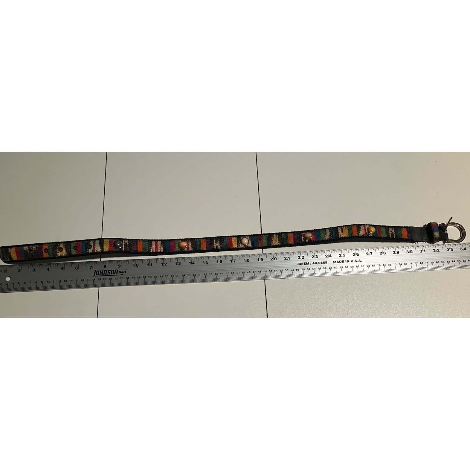 Absolutely Fresh Prestige Leather Woven Multi-Color Cabochon Studded Belt S/M - Thumbnail 5