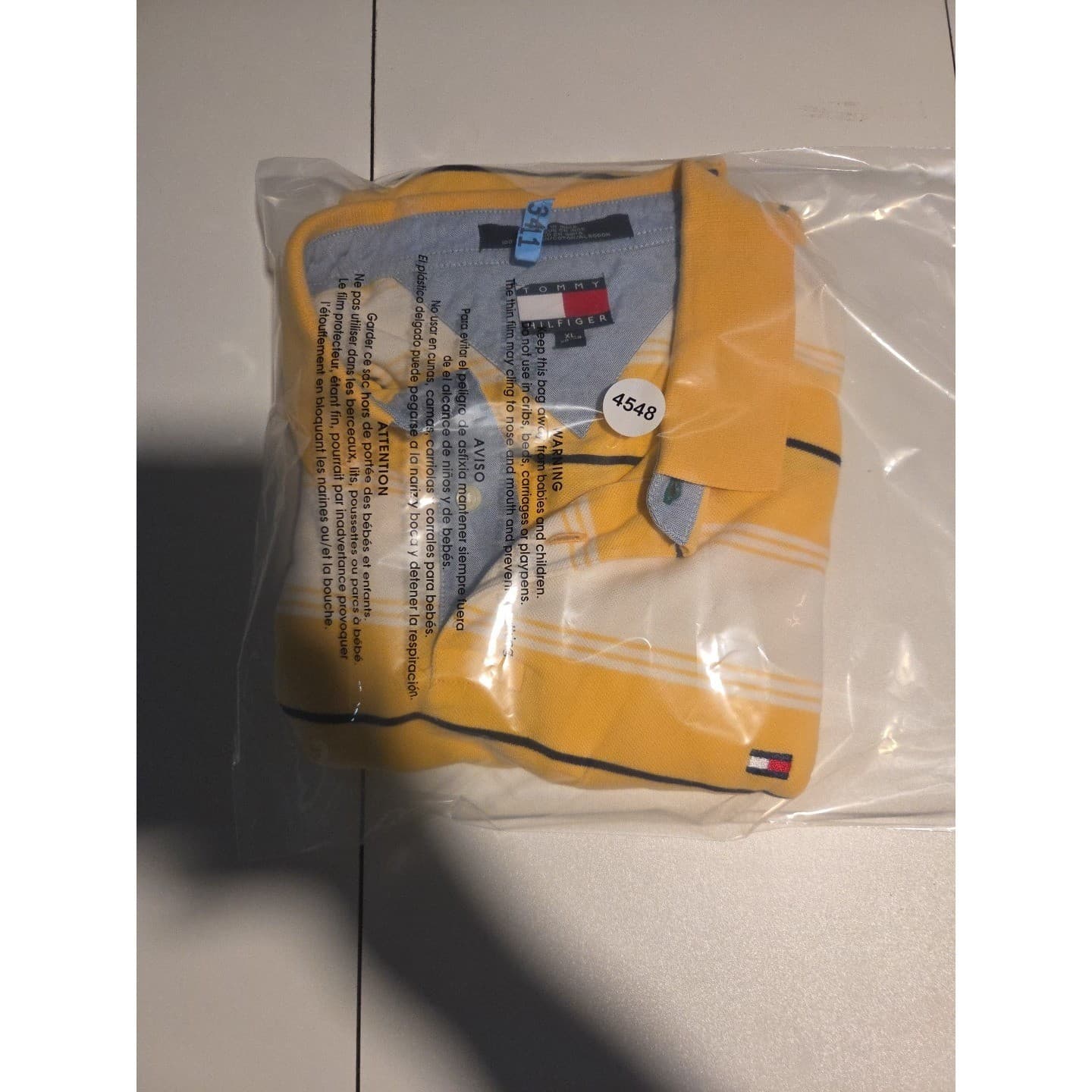 Tommy Hilfiger Yellow White Striped Pique Polo Shirt, Men's XL Short Sleeve - Thumbnail 7