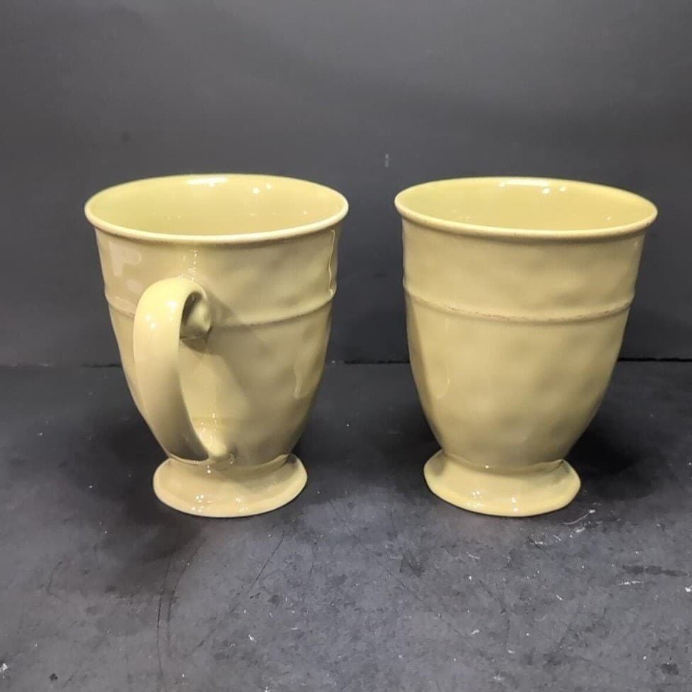 Pier 1 Sage Green Coffee Cups, Set of 2, Vintage Footed Replacement Drinkware - Thumbnail 5
