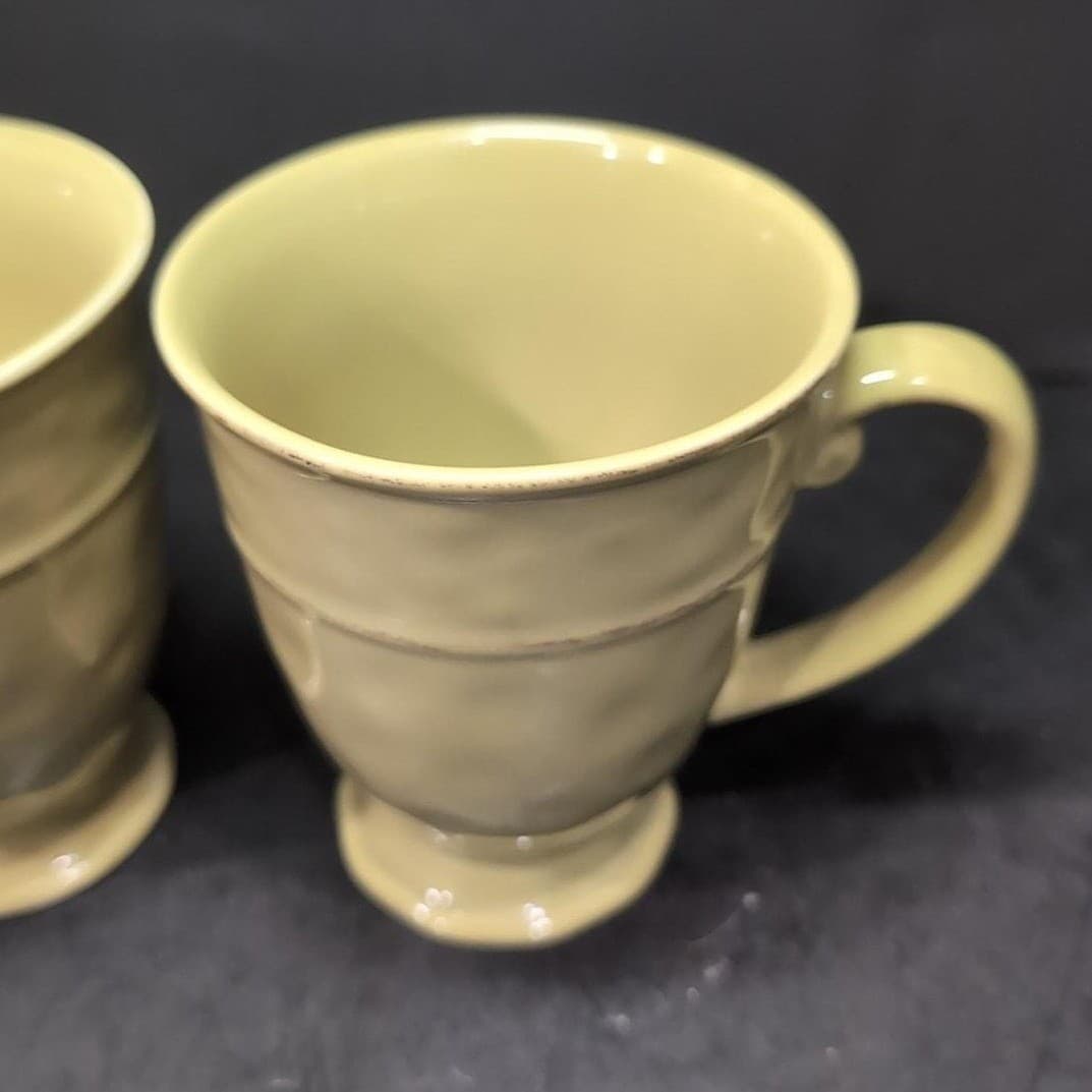 Pier 1 Sage Green Coffee Cups, Set of 2, Vintage Footed Replacement Drinkware - Thumbnail 6