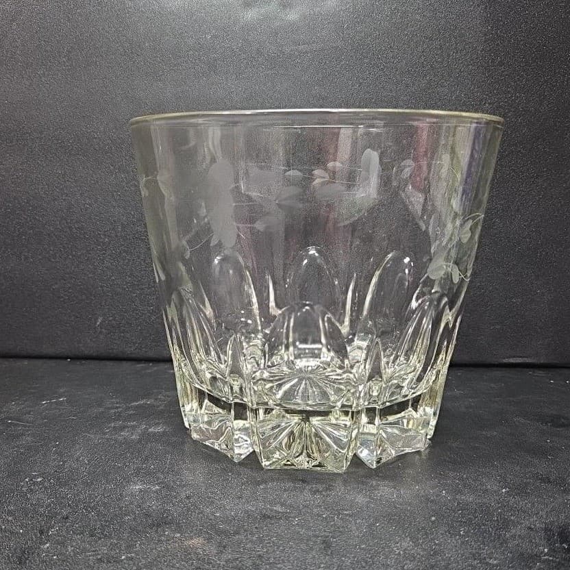 Princess House Heritage Crystal Ice Bucket, Etched Floral Serving Bowl, Barware - Thumbnail 3