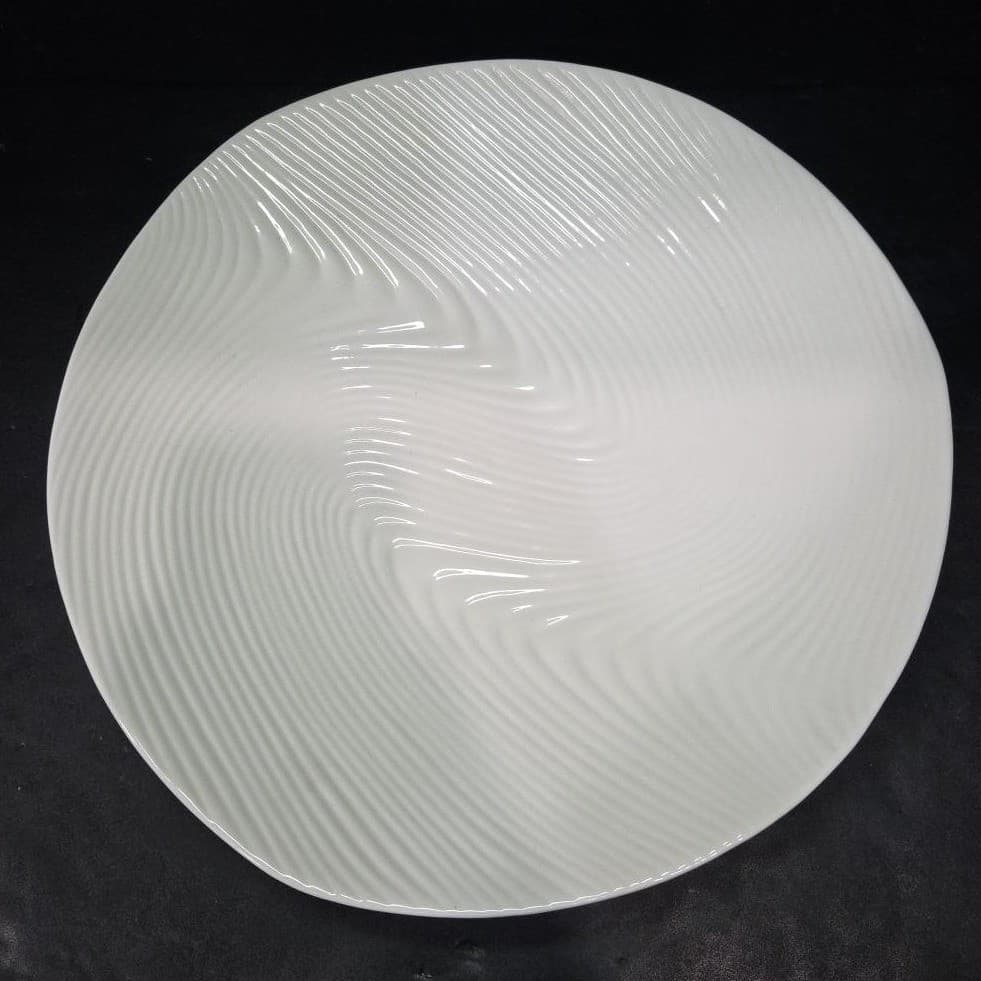 Pier 1 Imports Tropical Wave Serving Platter, Vintage Footed Dish, Centerpiece - Thumbnail 3