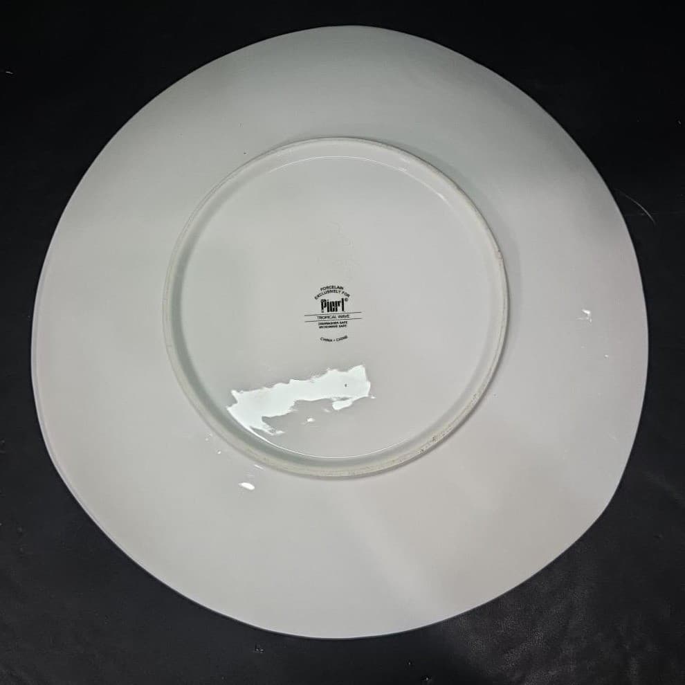 Pier 1 Imports Tropical Wave Serving Platter, Vintage Footed Dish, Centerpiece - Thumbnail 4