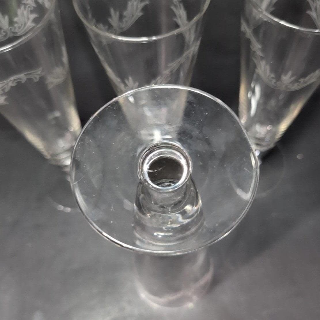 Chintz Etched Pilsner Glasses, Set of 4, Vintage Replacement Barware, Flaw - Thumbnail 4