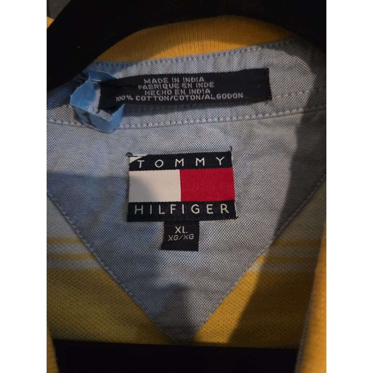 Tommy Hilfiger Yellow White Striped Pique Polo Shirt, Men's XL Short Sleeve - Thumbnail 4