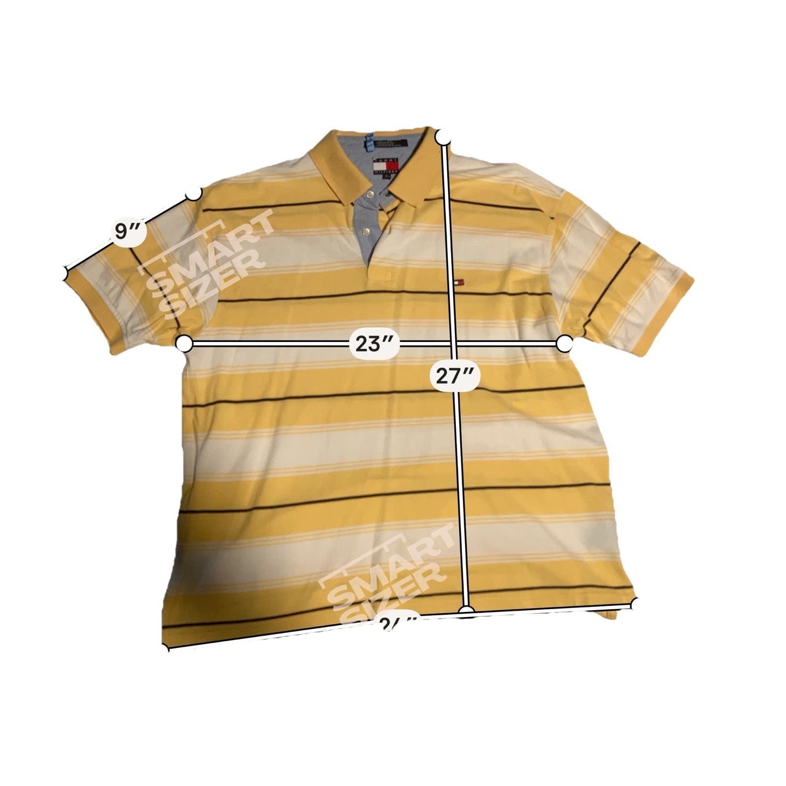 Tommy Hilfiger Yellow White Striped Pique Polo Shirt, Men's XL Short Sleeve - Thumbnail 3