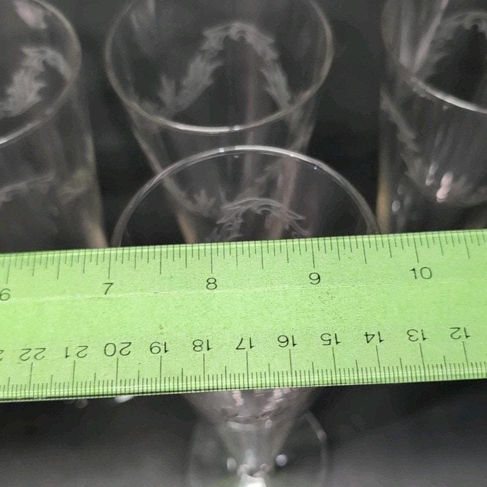 Chintz Etched Pilsner Glasses, Set of 4, Vintage Replacement Barware, Flaw - Thumbnail 3