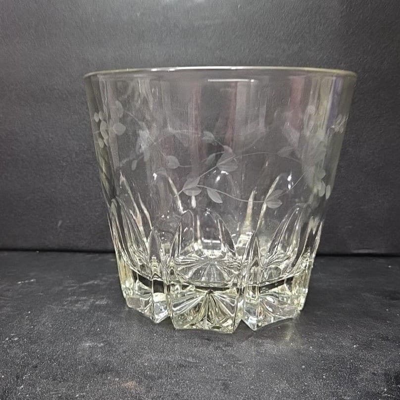 Princess House Heritage Crystal Ice Bucket, Etched Floral Serving Bowl, Barware - Thumbnail 5