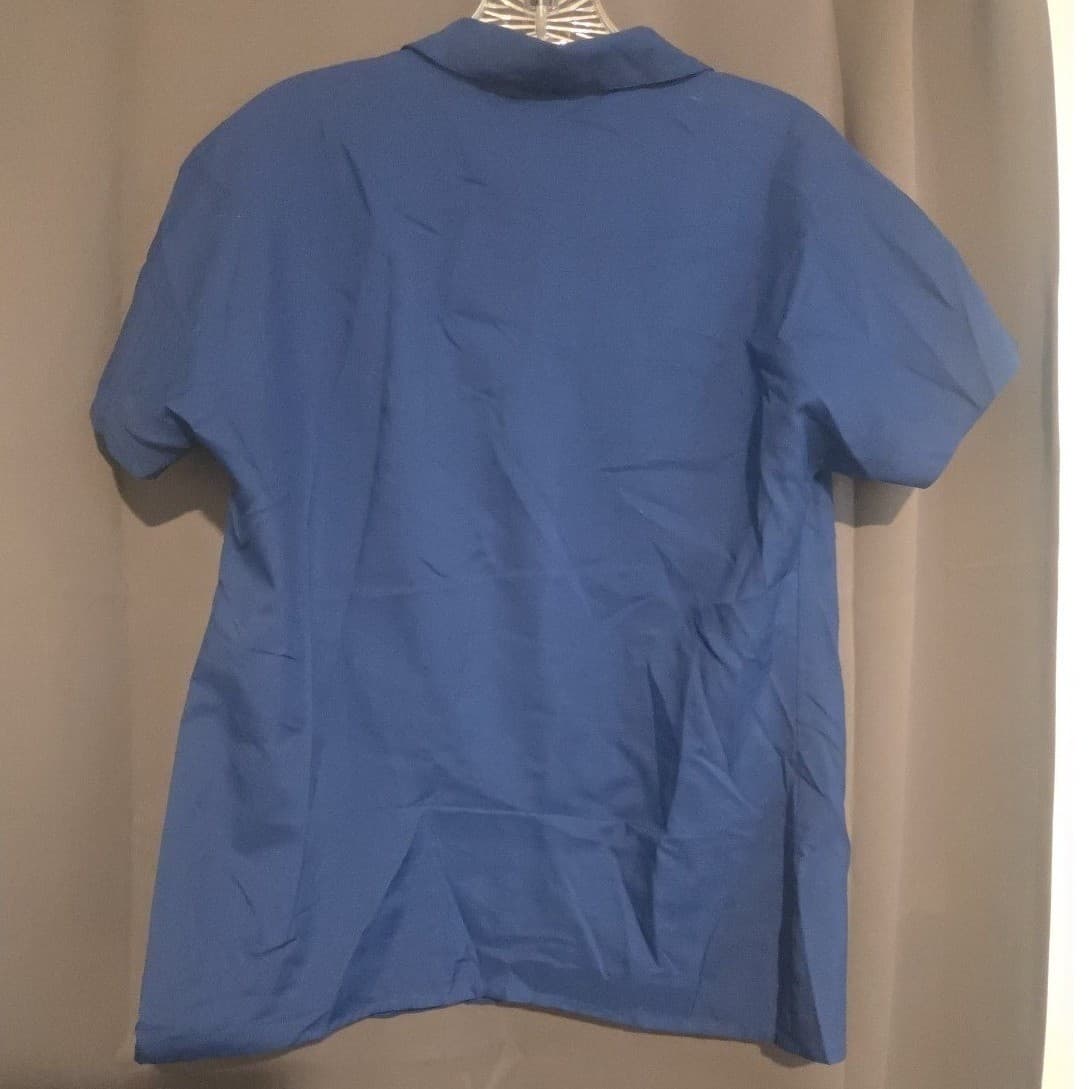 Lady Arrow Vintage Royal Blue Button Down, Woman's Large Shirt. Notched Collar - Thumbnail 4