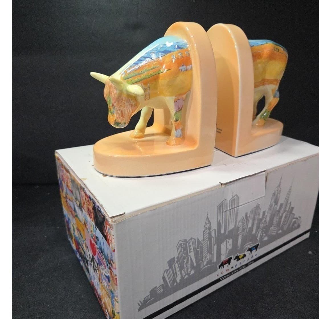 Cow Parade Vincent Van Cogh Bookends Figurine, Westland Giftware, #7413, Box/Tag - Thumbnail 3