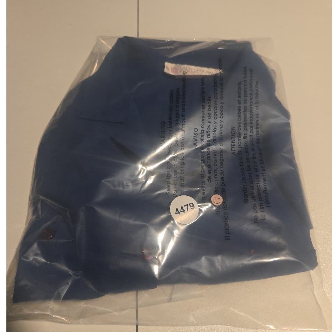 Lady Arrow Vintage Royal Blue Button Down, Woman's Large Shirt. Notched Collar - Thumbnail 8