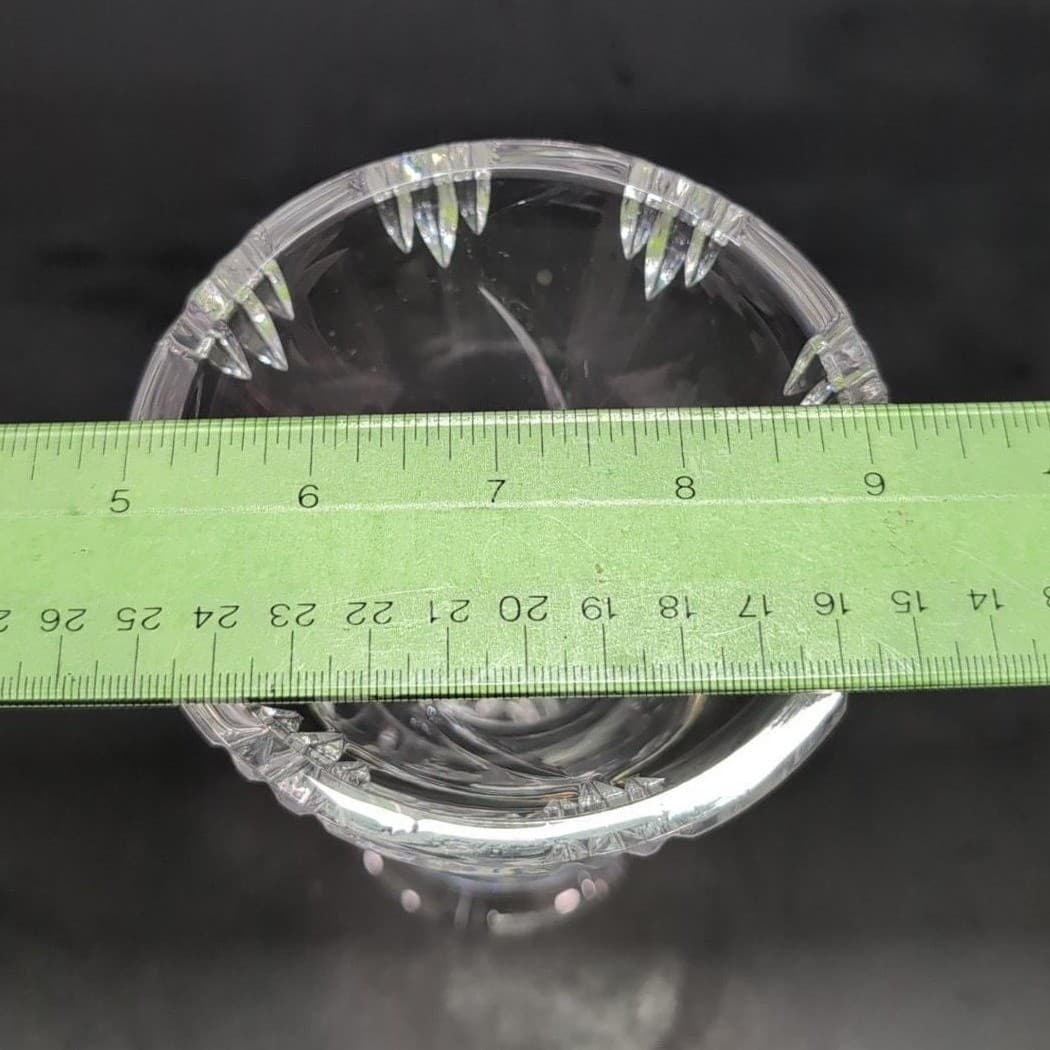 Floral Etched Cut Crystal Vase, Footed Low Stem Vessel, Replacement Centerpiece - Thumbnail 11