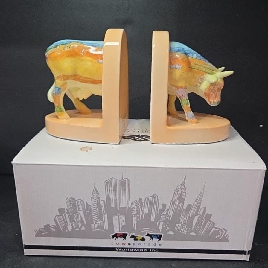 Cow Parade Vincent Van Cogh Bookends Figurine, Westland Giftware, #7413, Box/Tag - Thumbnail 6