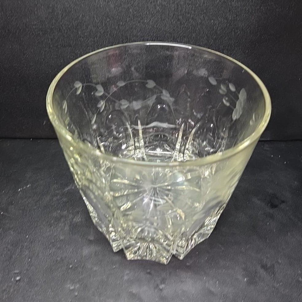 Princess House Heritage Crystal Ice Bucket, Etched Floral Serving Bowl, Barware - Thumbnail 6