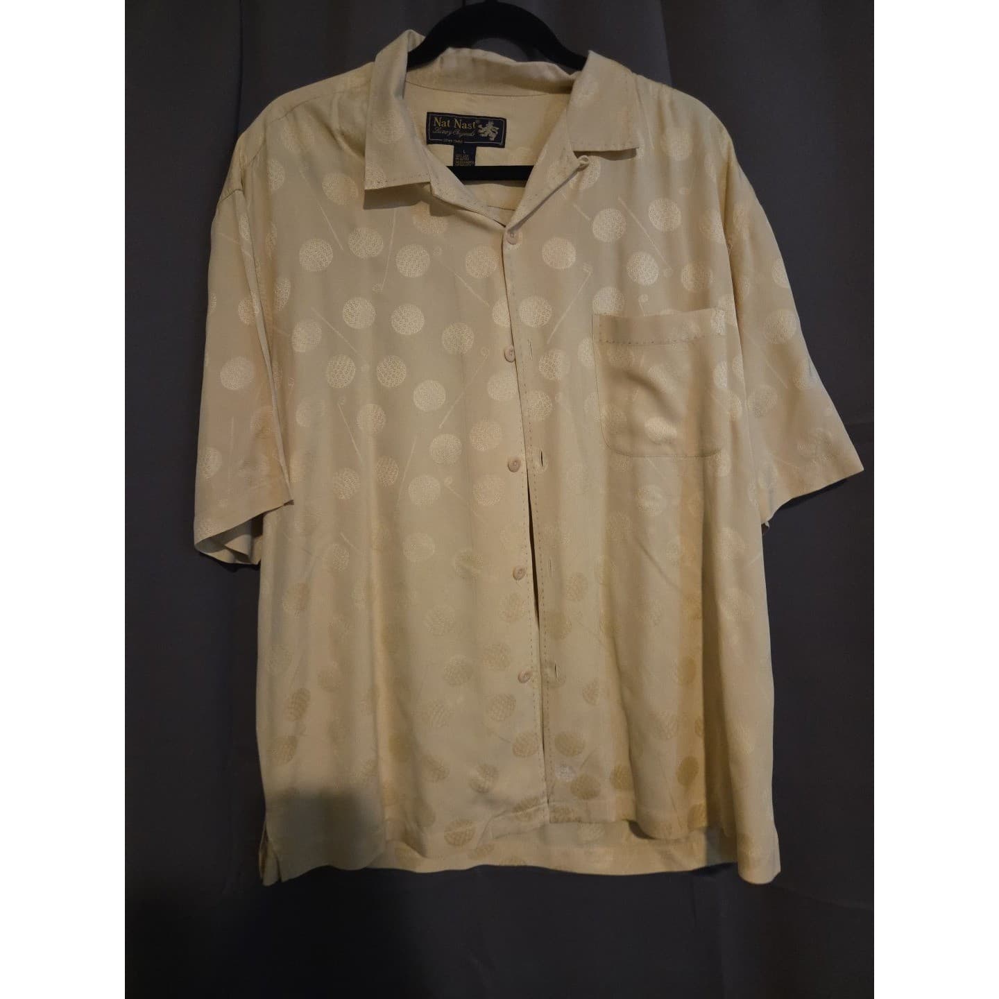 Nat Nast Golf Ball Club Jacquard Shirt, Mimosa Yellow, Men's Large, S15E 001998