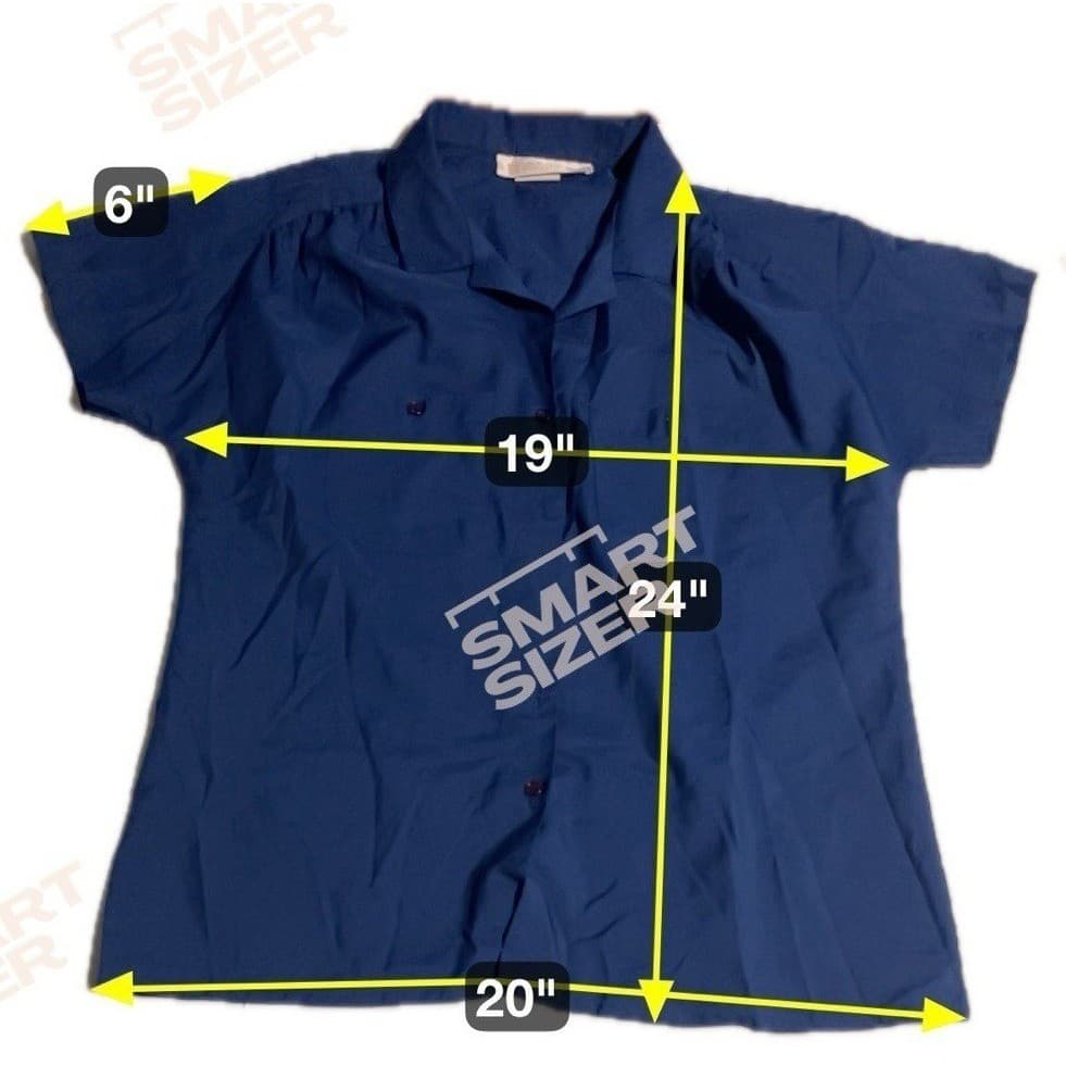 Lady Arrow Vintage Royal Blue Button Down, Woman's Large Shirt. Notched Collar - Thumbnail 2