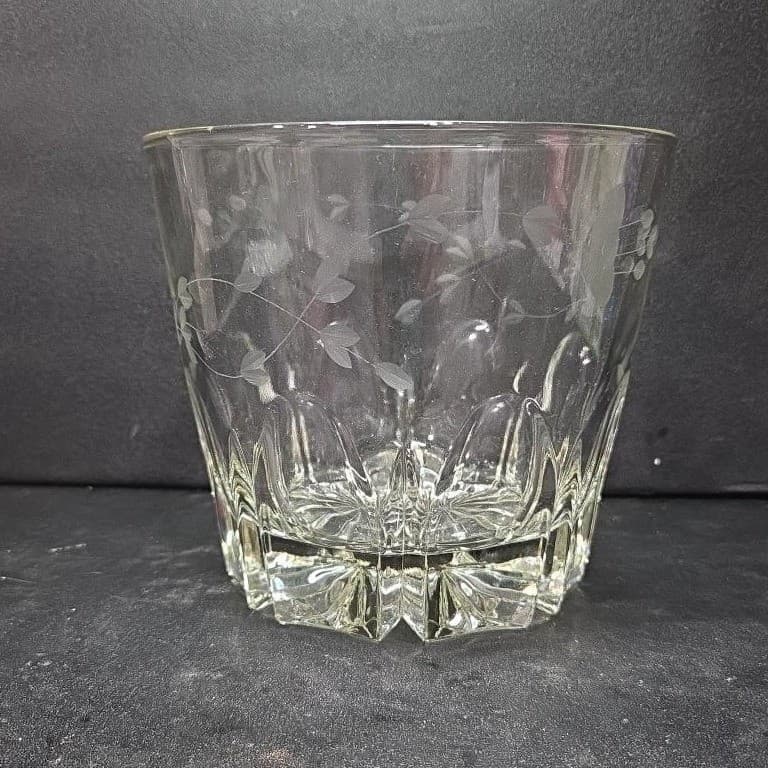 Princess House Heritage Crystal Ice Bucket, Etched Floral Serving Bowl, Barware - Thumbnail 4