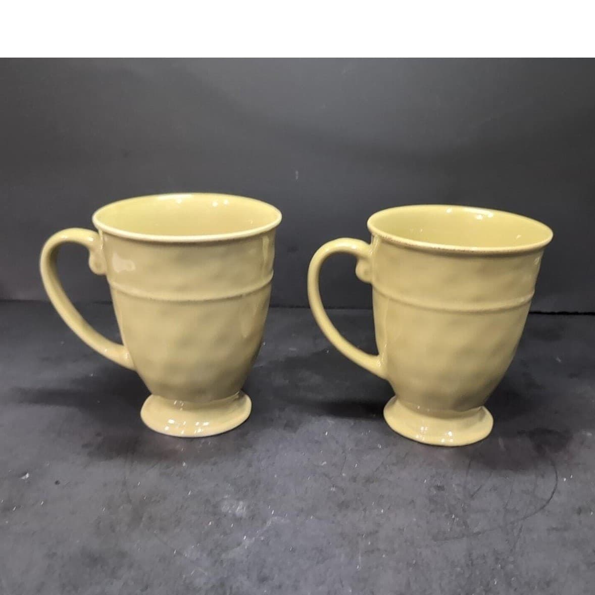 Pier 1 Sage Green Coffee Cups, Set of 2, Vintage Footed Replacement Drinkware - Thumbnail 2