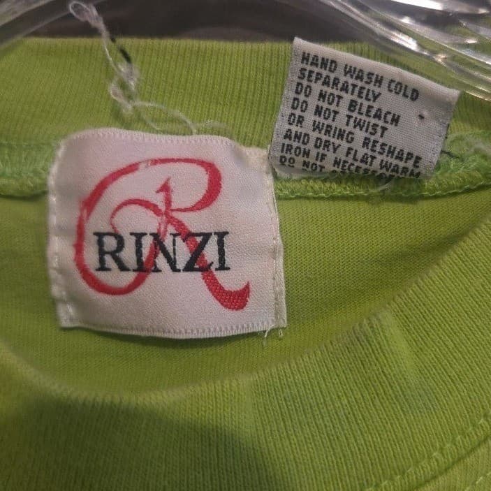 Rinzi Lime Green Embroidered Floral Beaded Cotton T-Shirt, Woman's Medium Top - Thumbnail 5