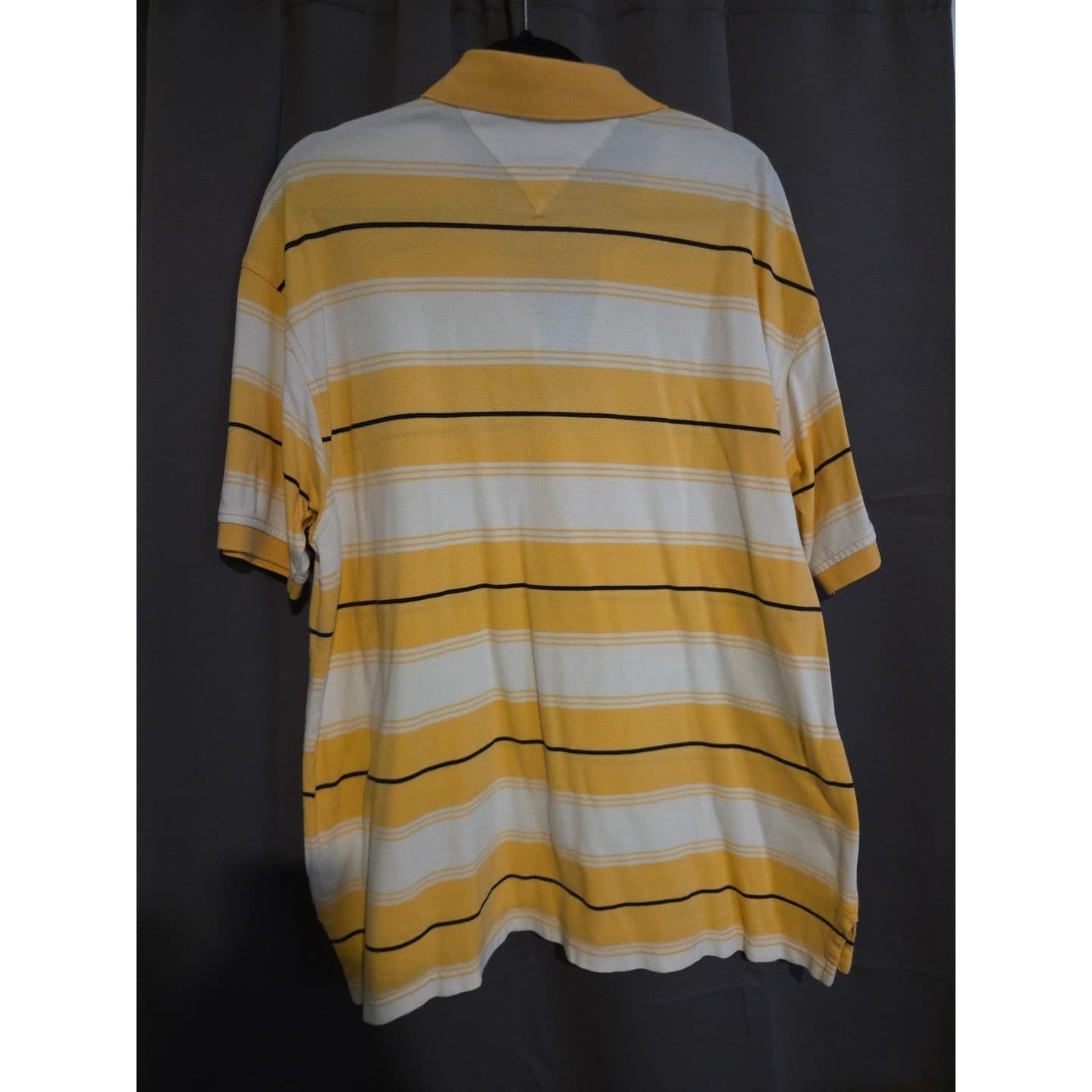 Tommy Hilfiger Yellow White Striped Pique Polo Shirt, Men's XL Short Sleeve - Thumbnail 2