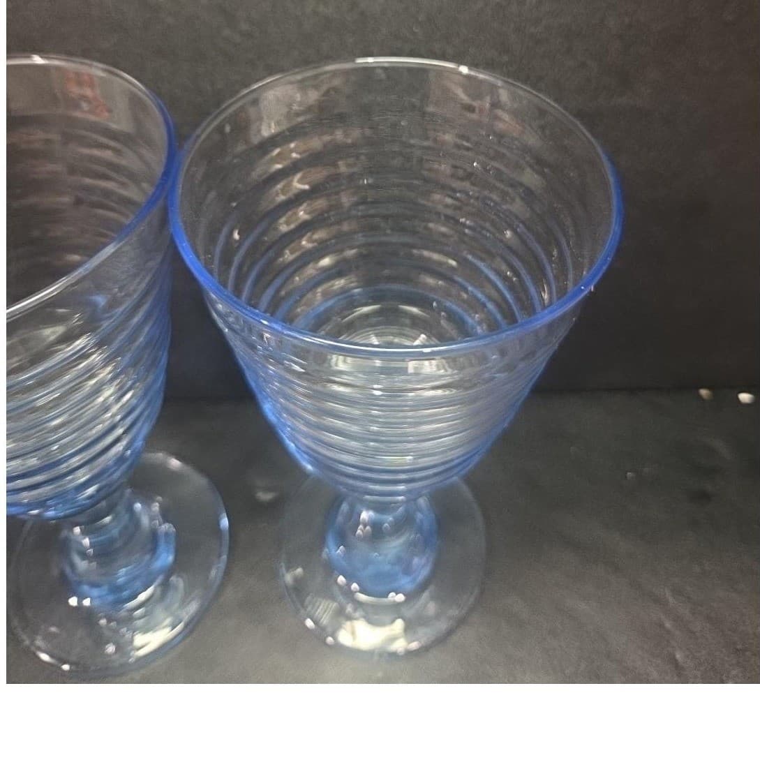 Libbey Sirrus Blue Goblets, Set of 2, Vintage Water Glasses Replacement Stemware - Thumbnail 6