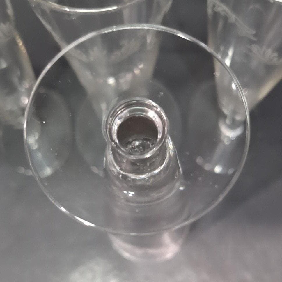 Chintz Etched Pilsner Glasses, Set of 4, Clear Footed Glassware, Vintage Barware - Thumbnail 4