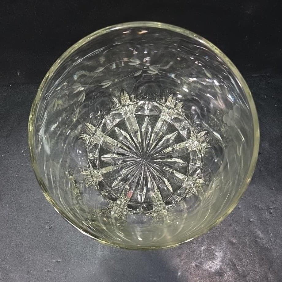 Princess House Heritage Crystal Ice Bucket, Etched Floral Serving Bowl, Barware - Thumbnail 7